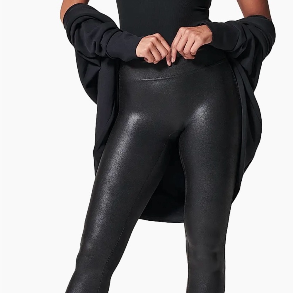 SPANX Faux Leather Leggings Shiny Black Leggings